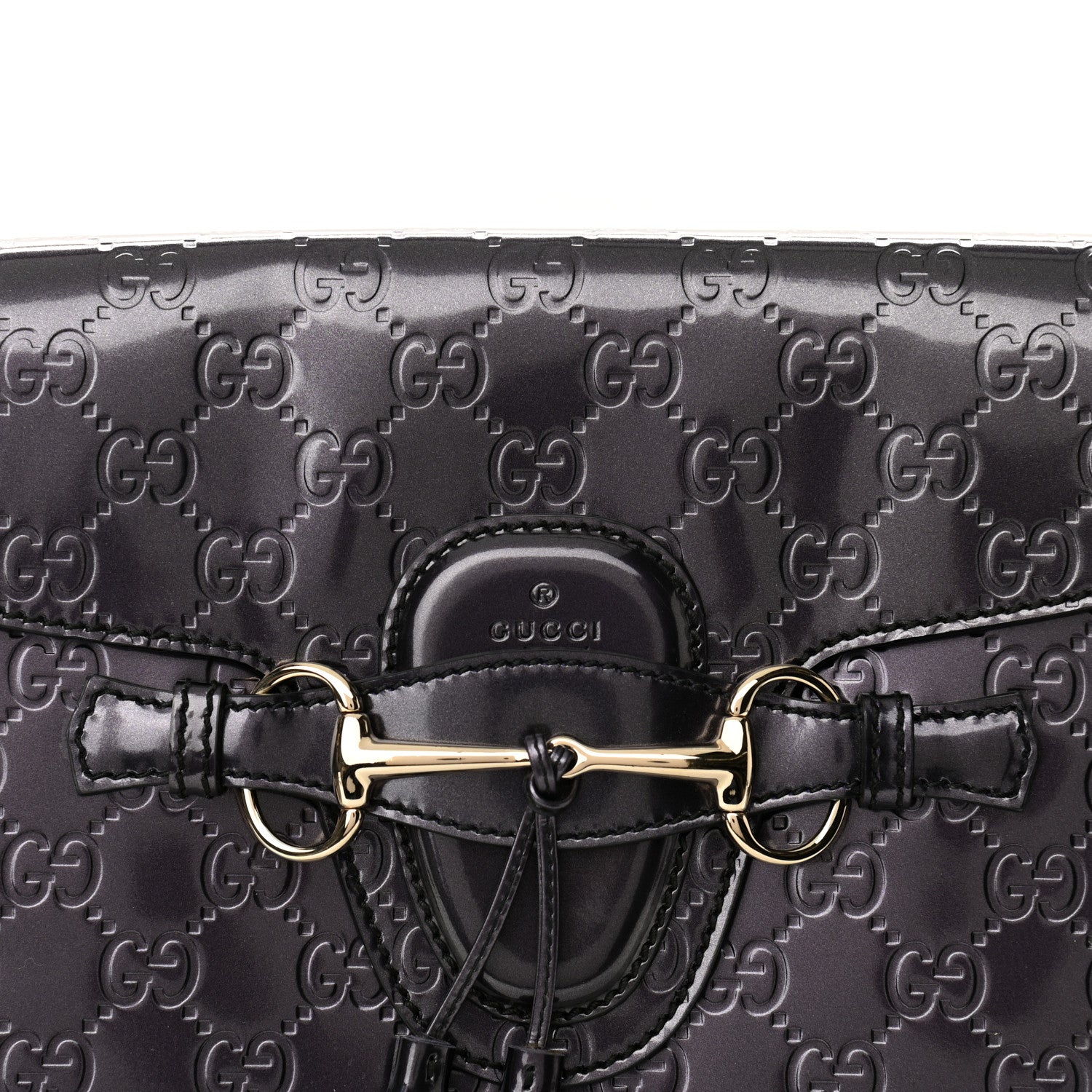 Gucci Shine Guccissima Large Emily Chain Shoulder Bag Melanzana 8 of 13