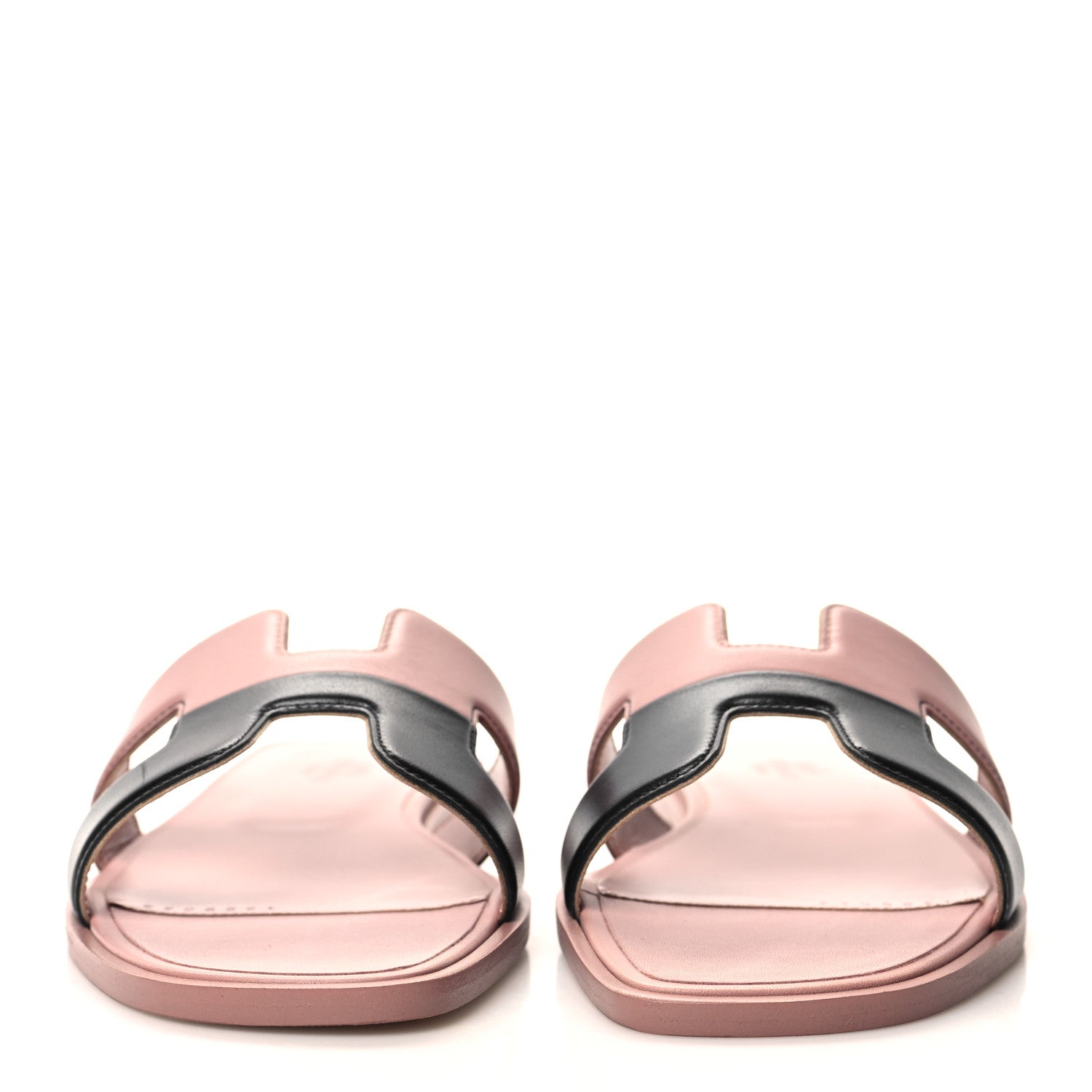 Hermes Box Calfskin Oran Sandals 37 Black Vieux Rose 2 of 8