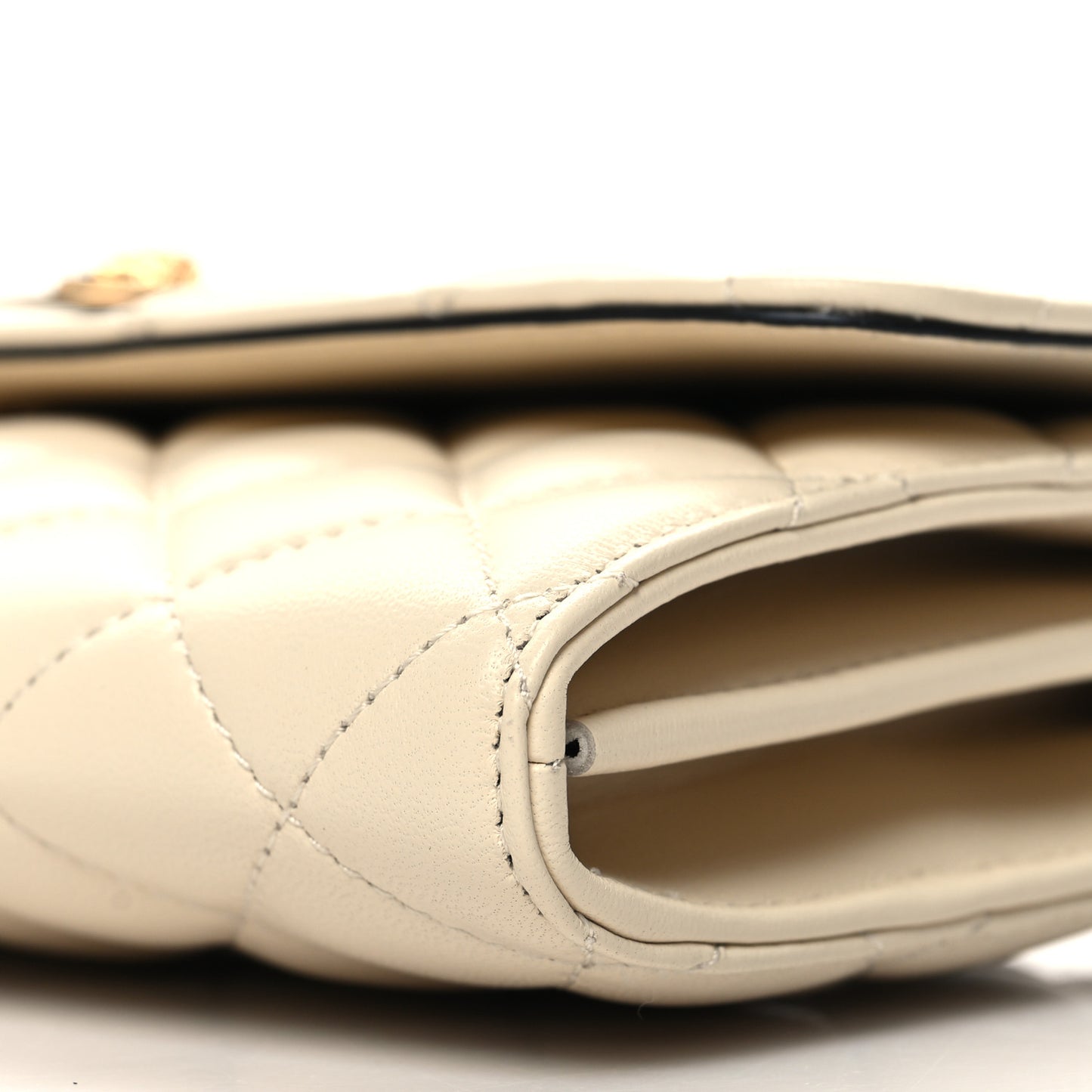 Lambskin Quilted Medusa Wallet on Chain Crossbody Beige