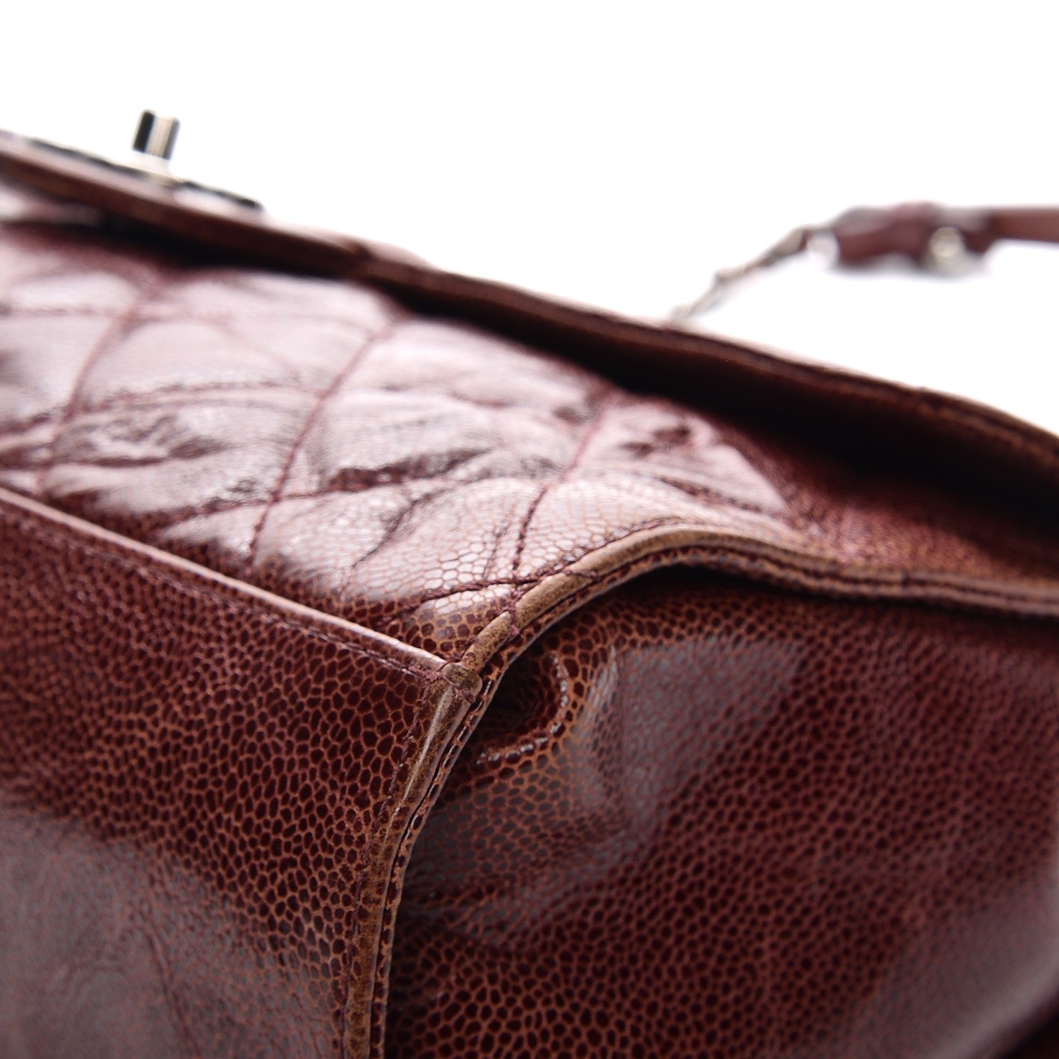 Chanel Crumpled Grained Calfskin Jumbo CC Crave Flap Burgundy 11 of 12