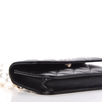 Chanel Calfskin Quilted Maxi Pearls Clutch With Chain Black 6 of 10