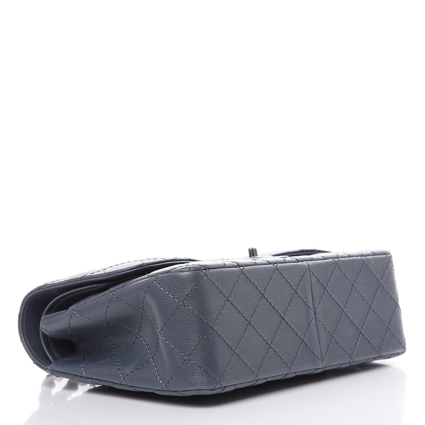 Caviar Quilted Jumbo Double Flap Grey