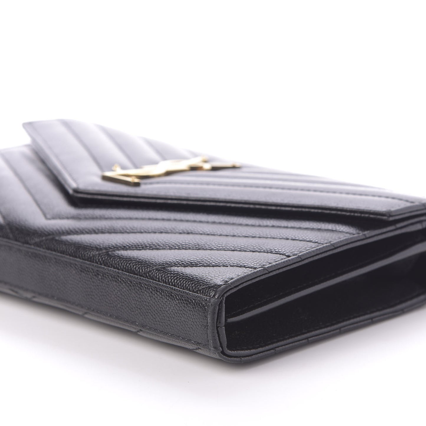 Grain De Poudre Matelasse Chevron Monogram Chain Wallet Black