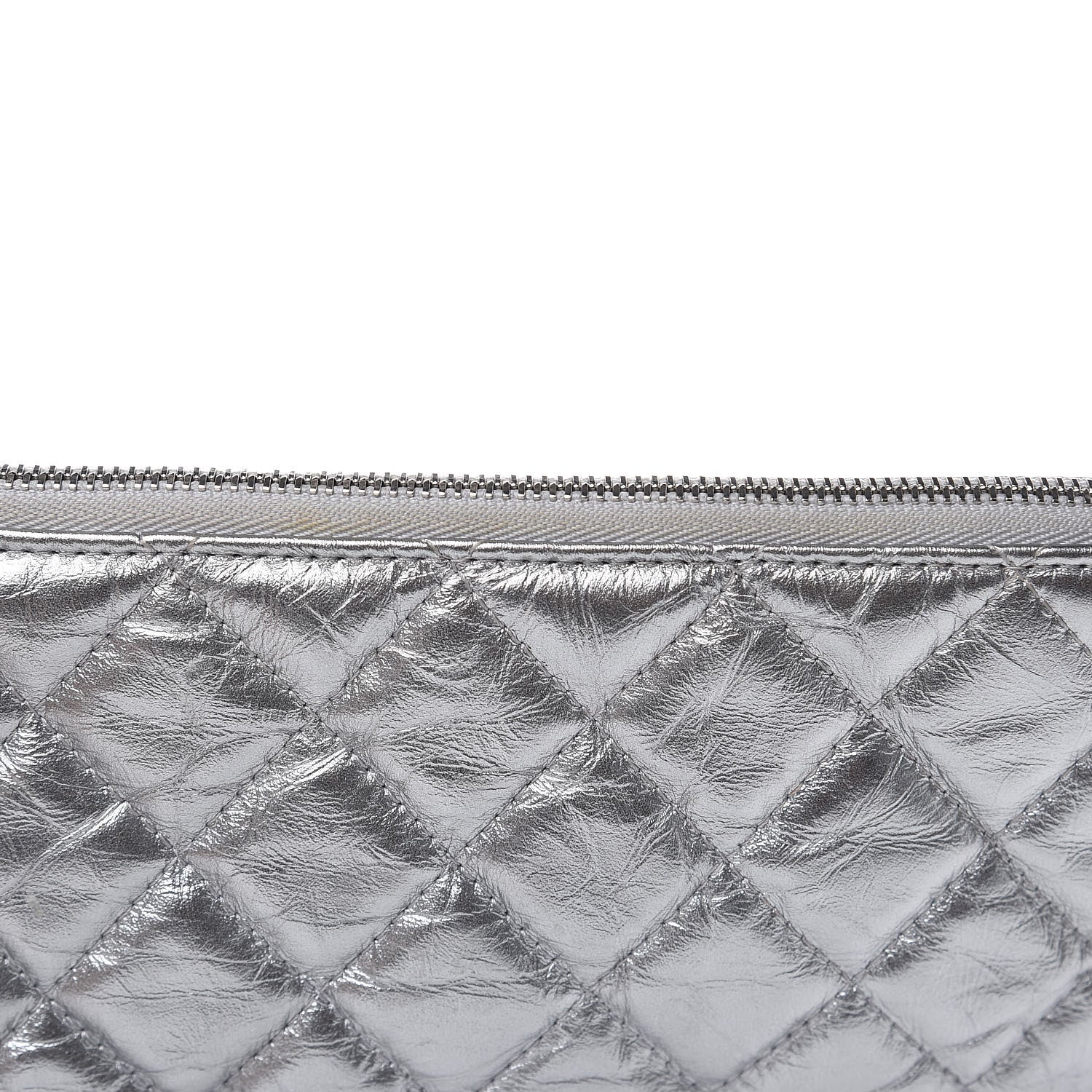 Chanel Metallic Calfskin Quilted Large Cosmo Cosmetic Case Silver 13 of 13
