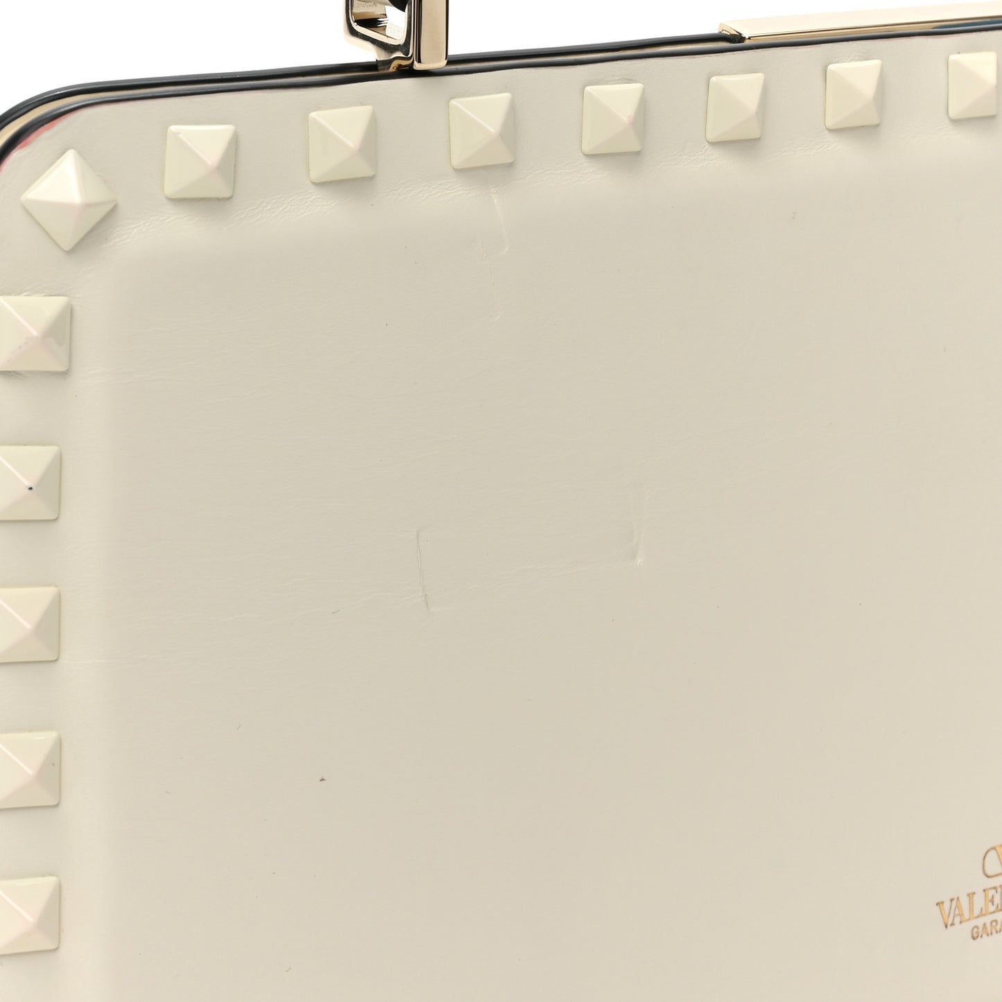 Calfskin Tonal Small Rockstud Top Handle Handbag Ivory