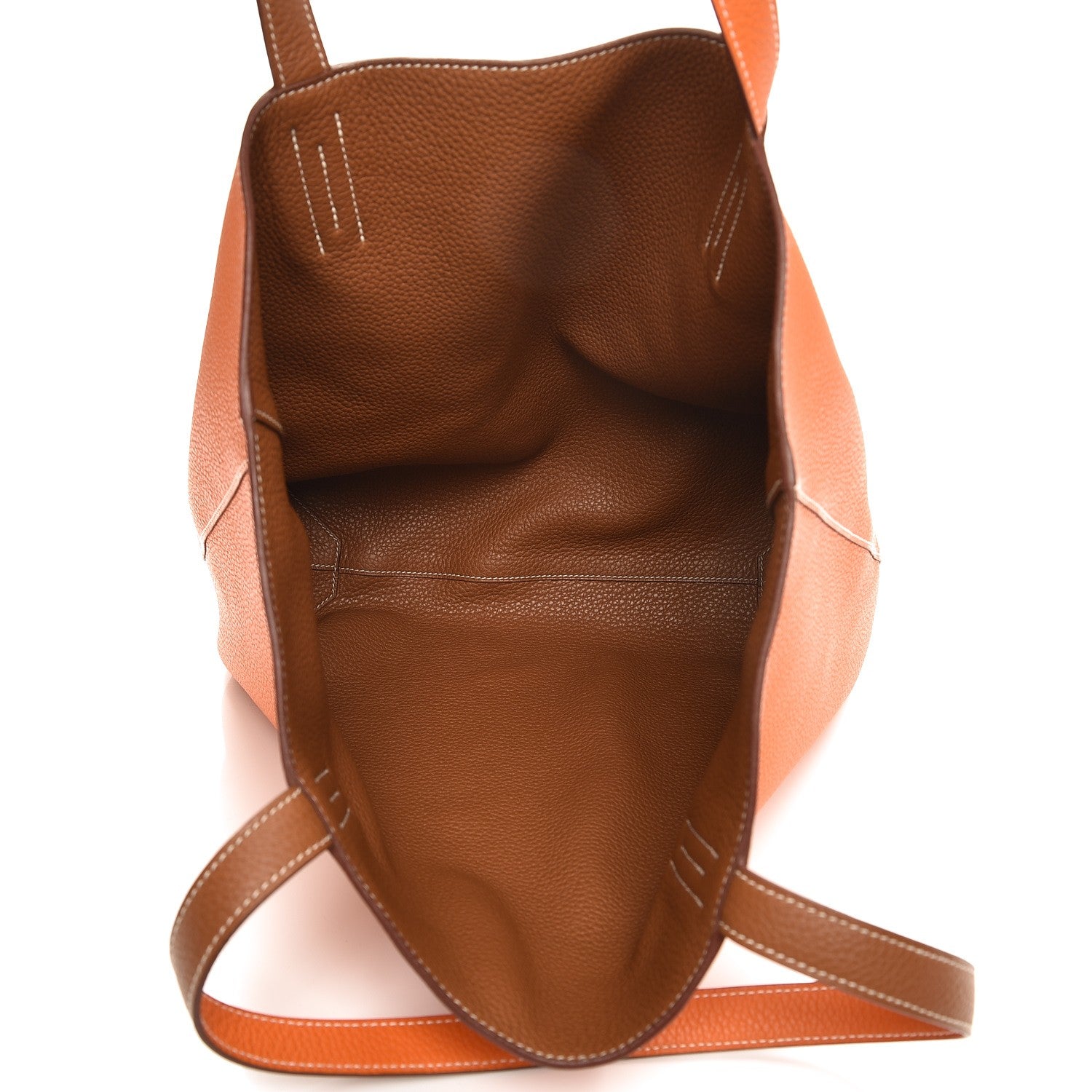 Hermes Taurillon Clemence Double Sens 36 Reversible Tote Orange Gold 9 of 12