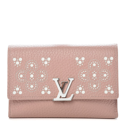 Louis Vuitton Taurillon Perforated Capucines Compact Wallet Magnolia 1 of 13