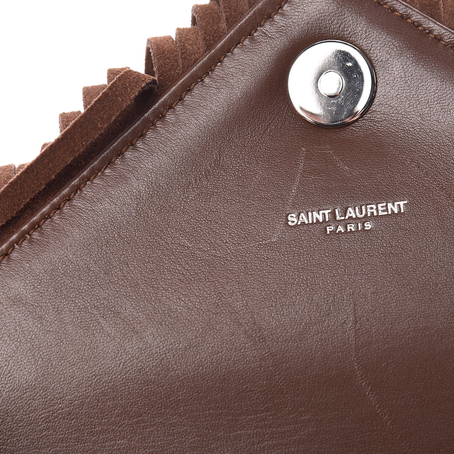 Saint Laurent Suede Matelasse Chevron Fringe Monogram Medium College Bag Marron Clair 11 of 13