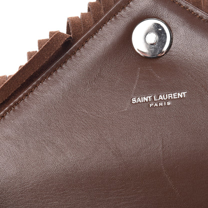 Saint Laurent Suede Matelasse Chevron Fringe Monogram Medium College Bag Marron Clair 11 of 13