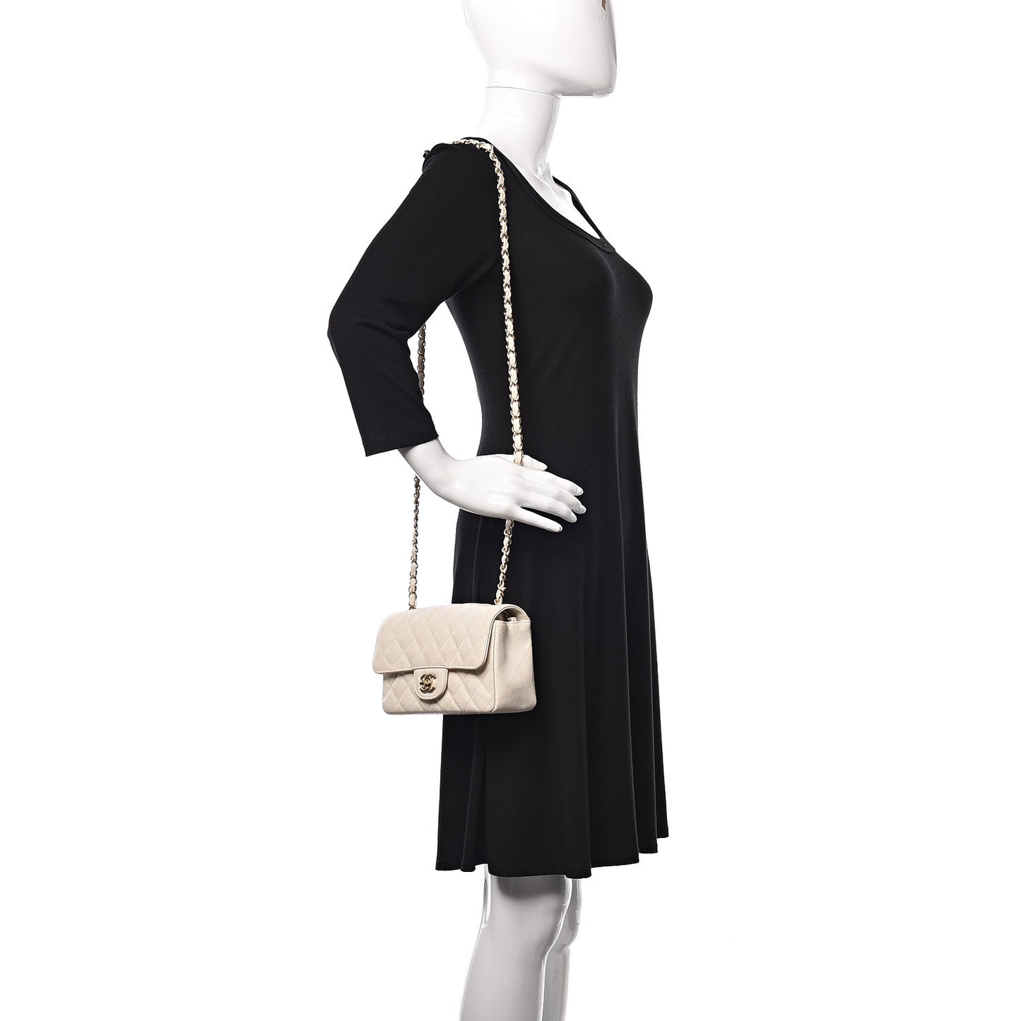 Caviar Quilted Mini Rectangular Flap White