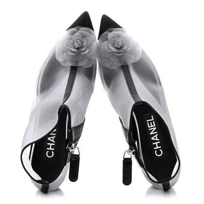 Chanel Mesh Grosgrain Camellia Short Boots 36 Grey Black 5 of 13