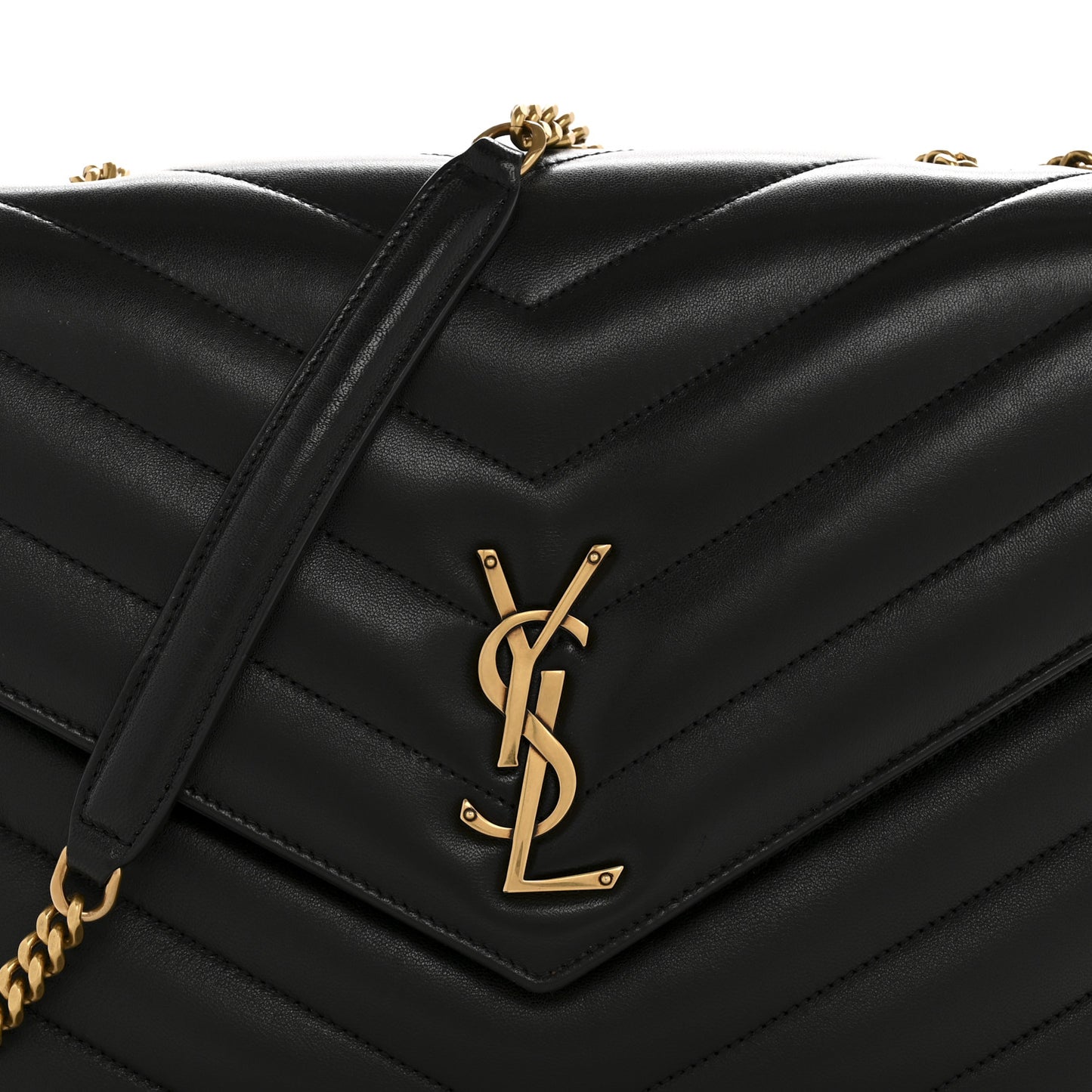 Lambskin Chevron Quilted Large Loulou Black