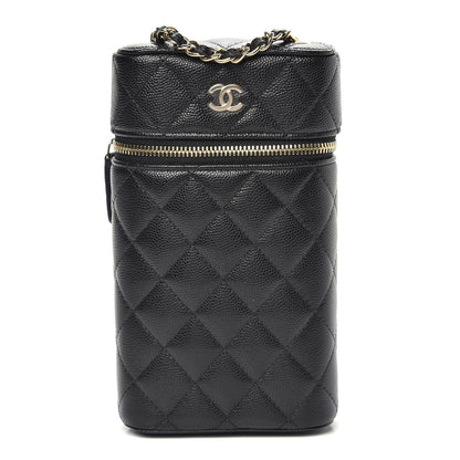 Chanel Caviar Quilted Phone Holder With Chain Black 1 of 10