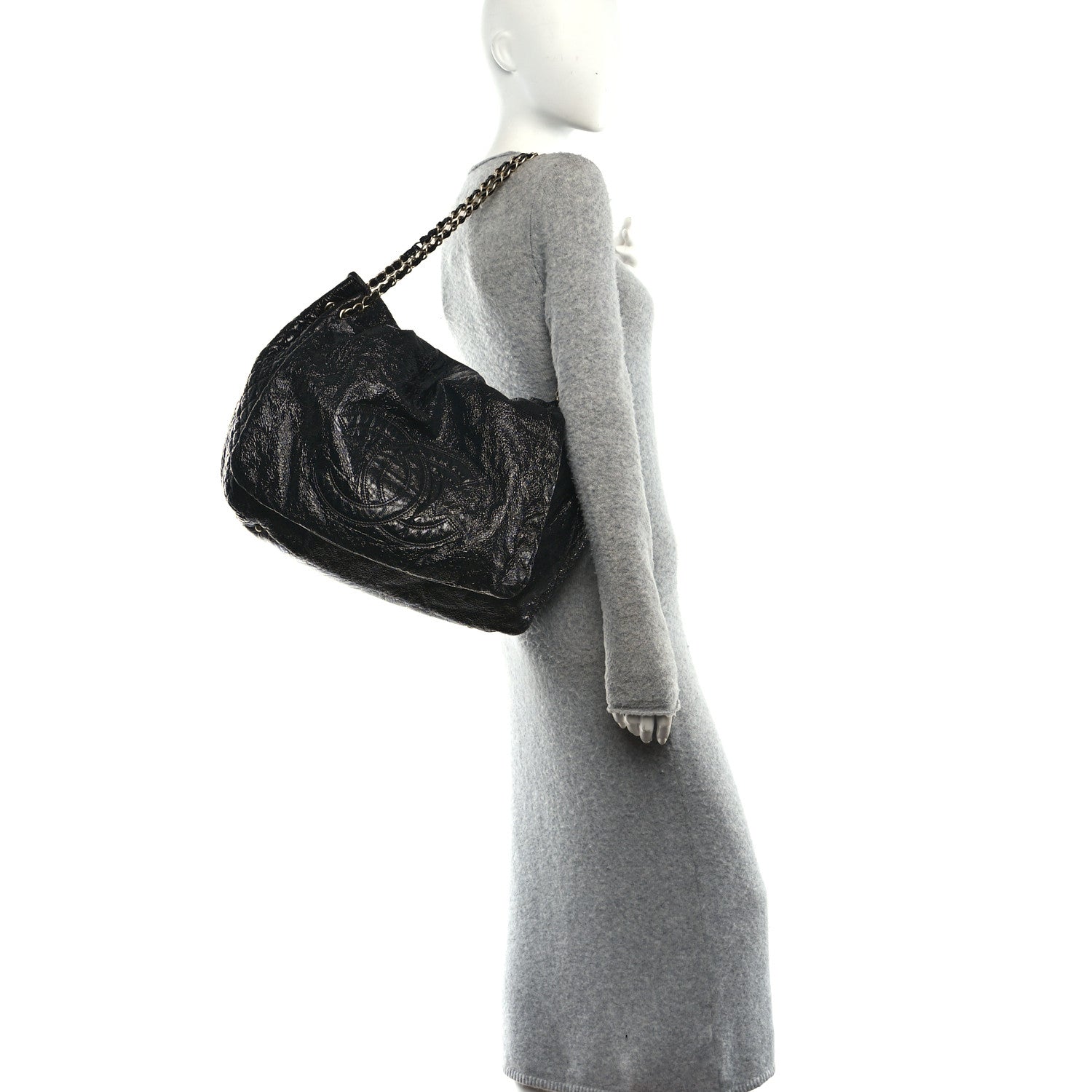 Chanel Vinyl XXL Rock and Chain Flap Black 2 of 15
