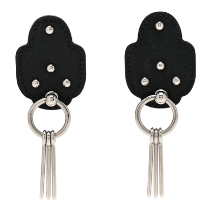 Hermes Palladium Swift Studded Carnaby Drop Earrings Black 1 of 5