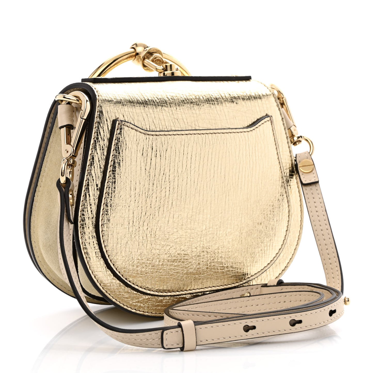 Metallic Calfskin Small Nile Bracelet Bag Gold