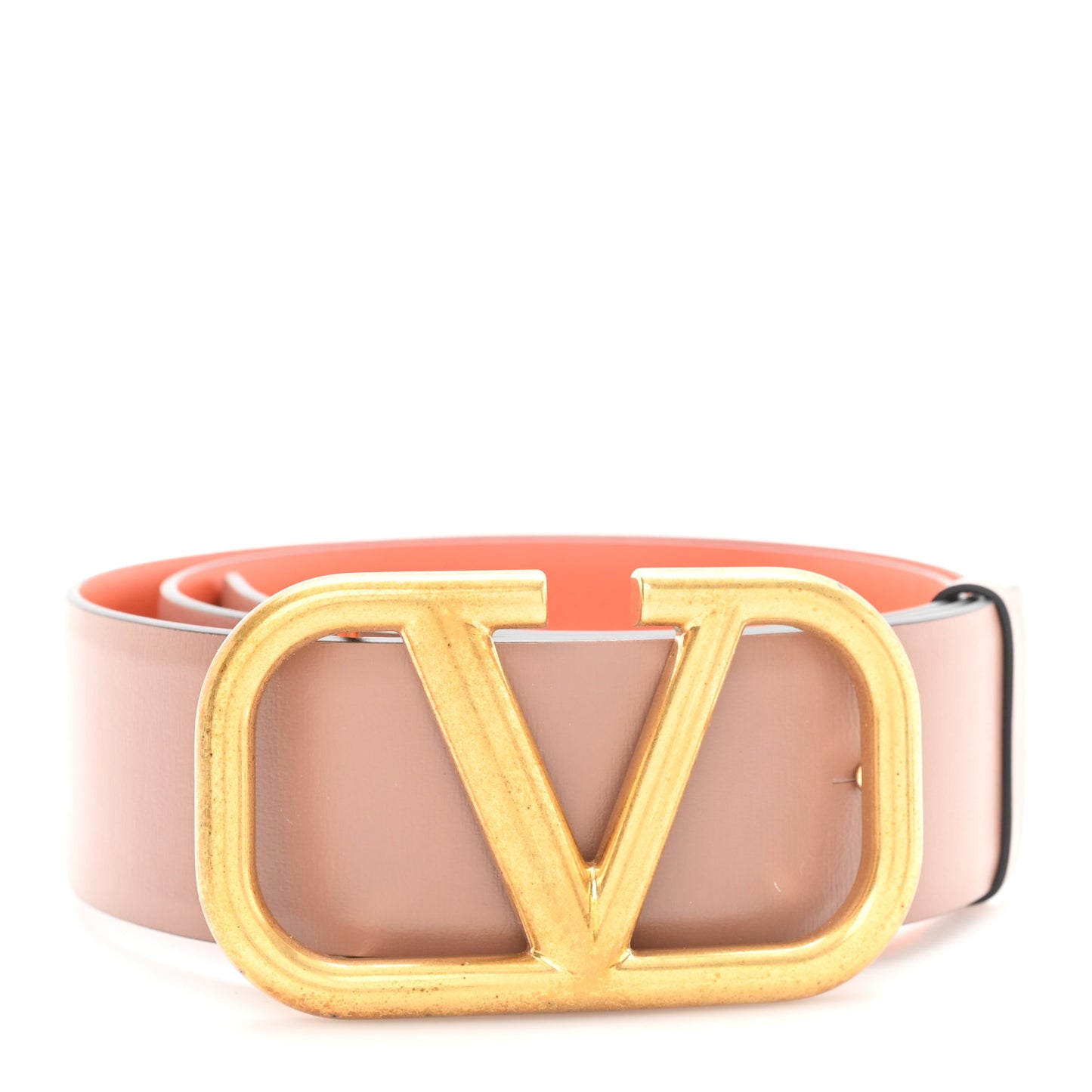 Glossy Calfskin VLogo Reversible 40mm Belt 70 28 Saddle Brown Orange