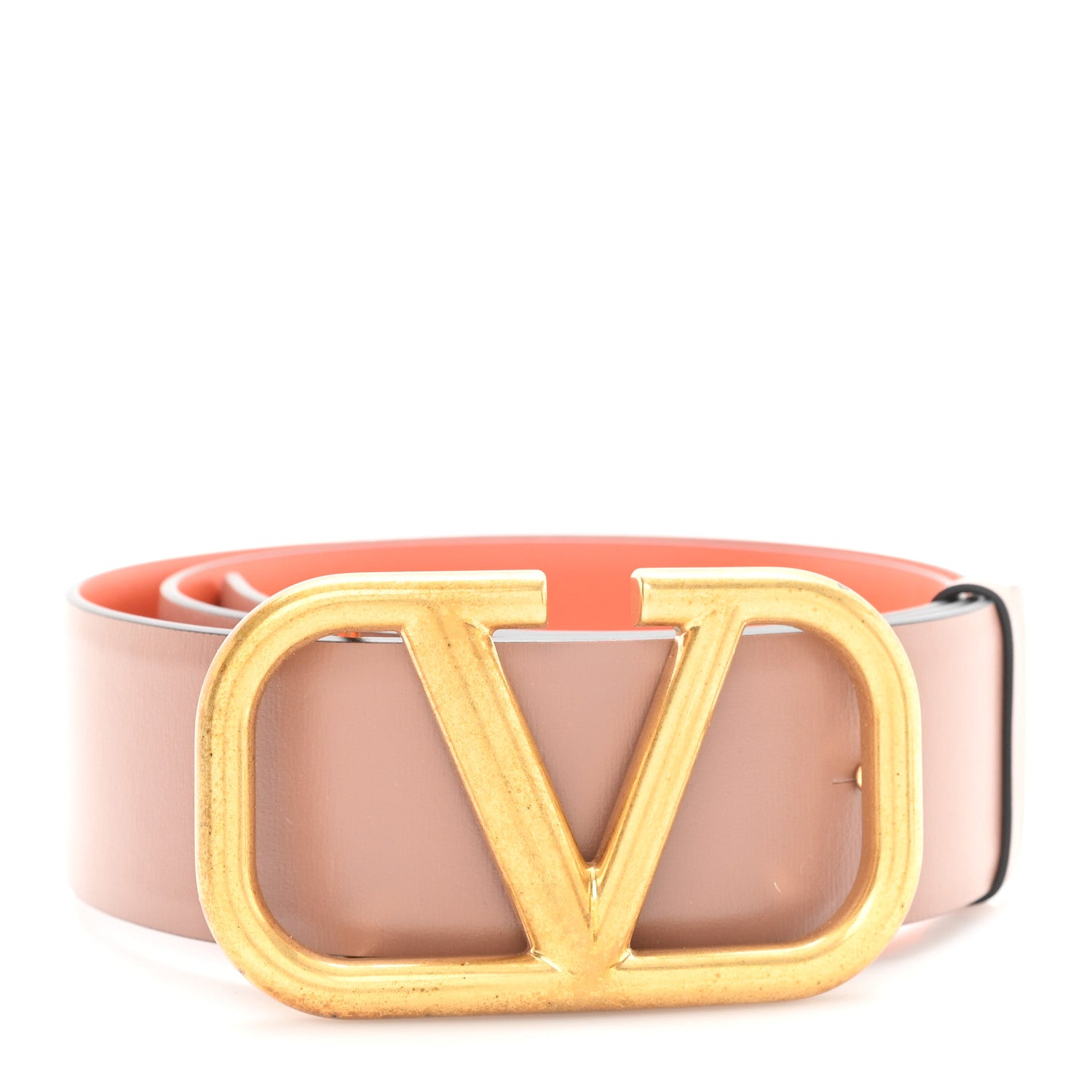 Valentino Garavani Glossy Calfskin VLogo Reversible 40mm Belt 70 28 Saddle Brown Orange 1 of 4