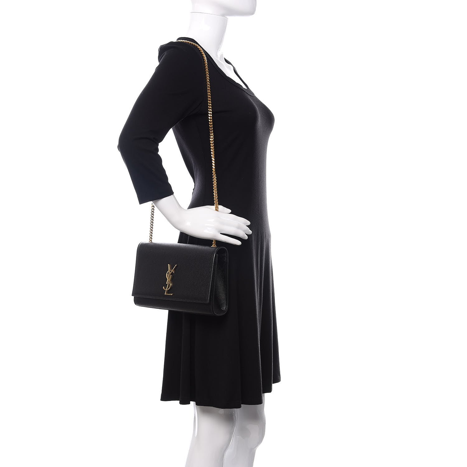 Saint Laurent Grain De Poudre Medium Classic Monogram Kate Satchel Black 2 of 11