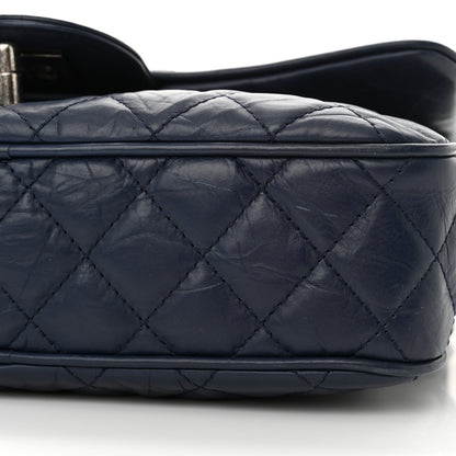 Chanel Crumpled Calfskin Quilted Medium Casual Rock Flap Navy 11 of 12