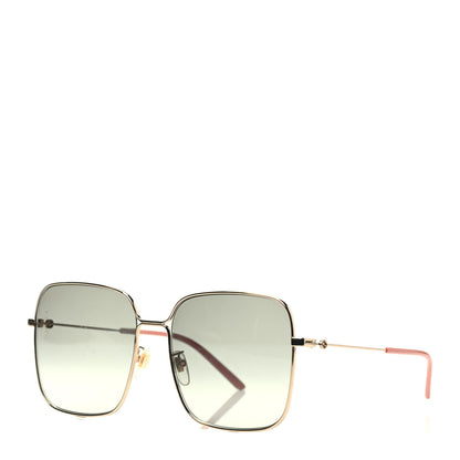 Gucci Metal Square Frame Sunglasses GG0443S Gold Grey 1 of 4