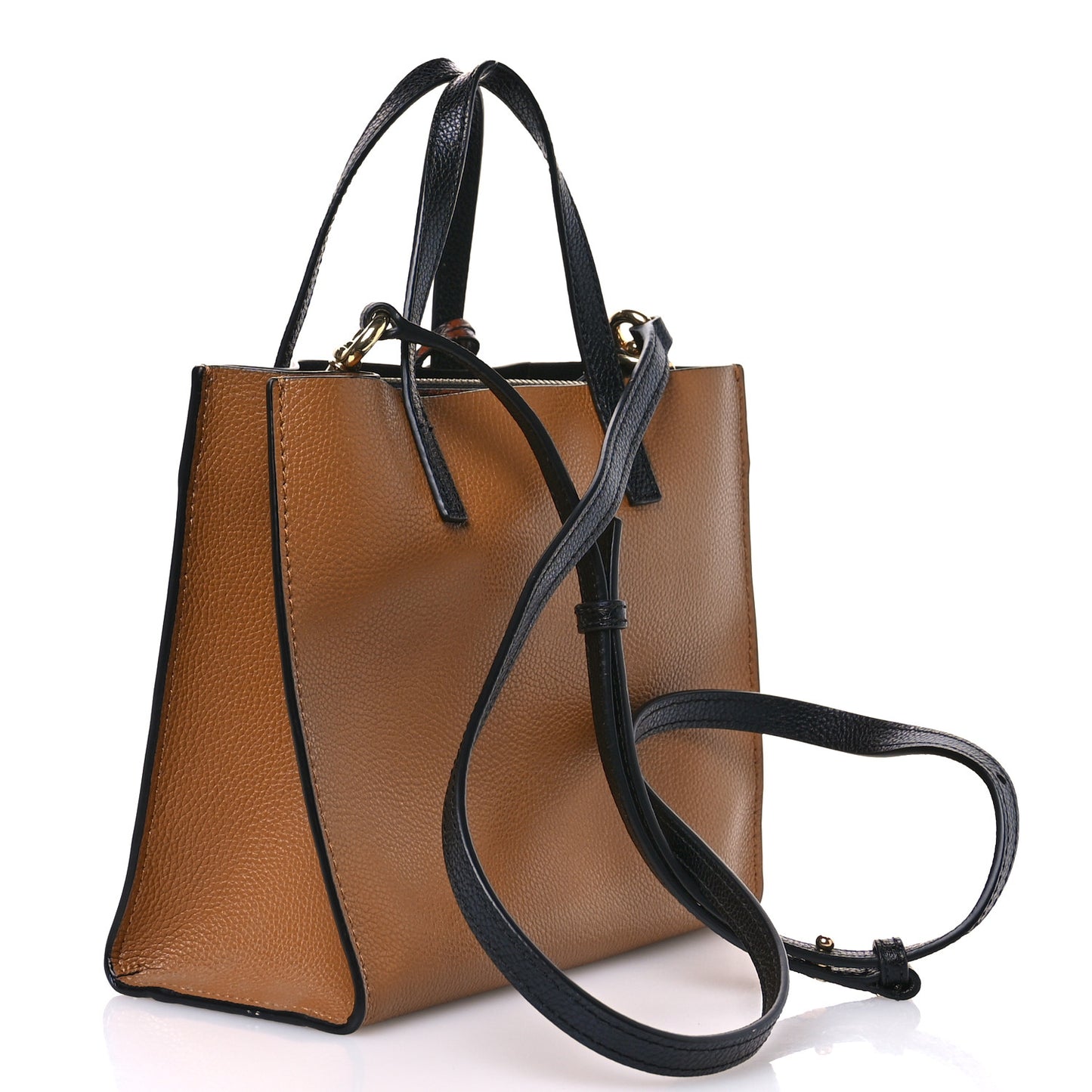 Calfskin Snakeskin Embossed Mini Grid Tote Bag Brown Butter Multicolor