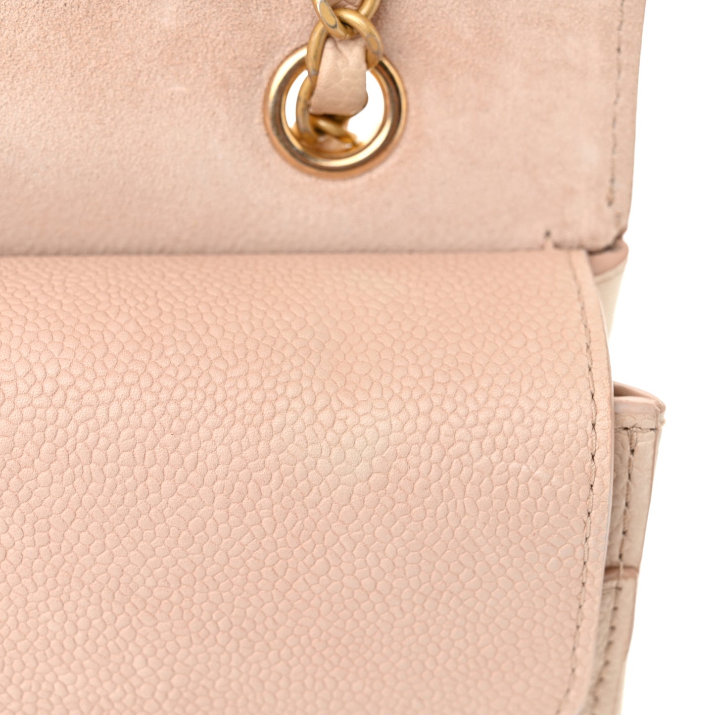 Grained Calfskin Medium Classic Pure Double Flap Nude