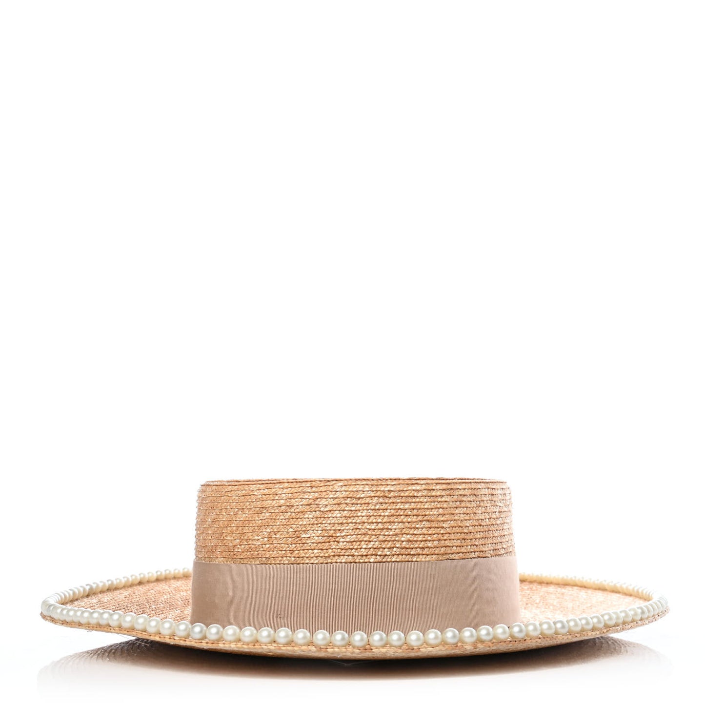 Straw Pearl Embellished Notte Hat L
