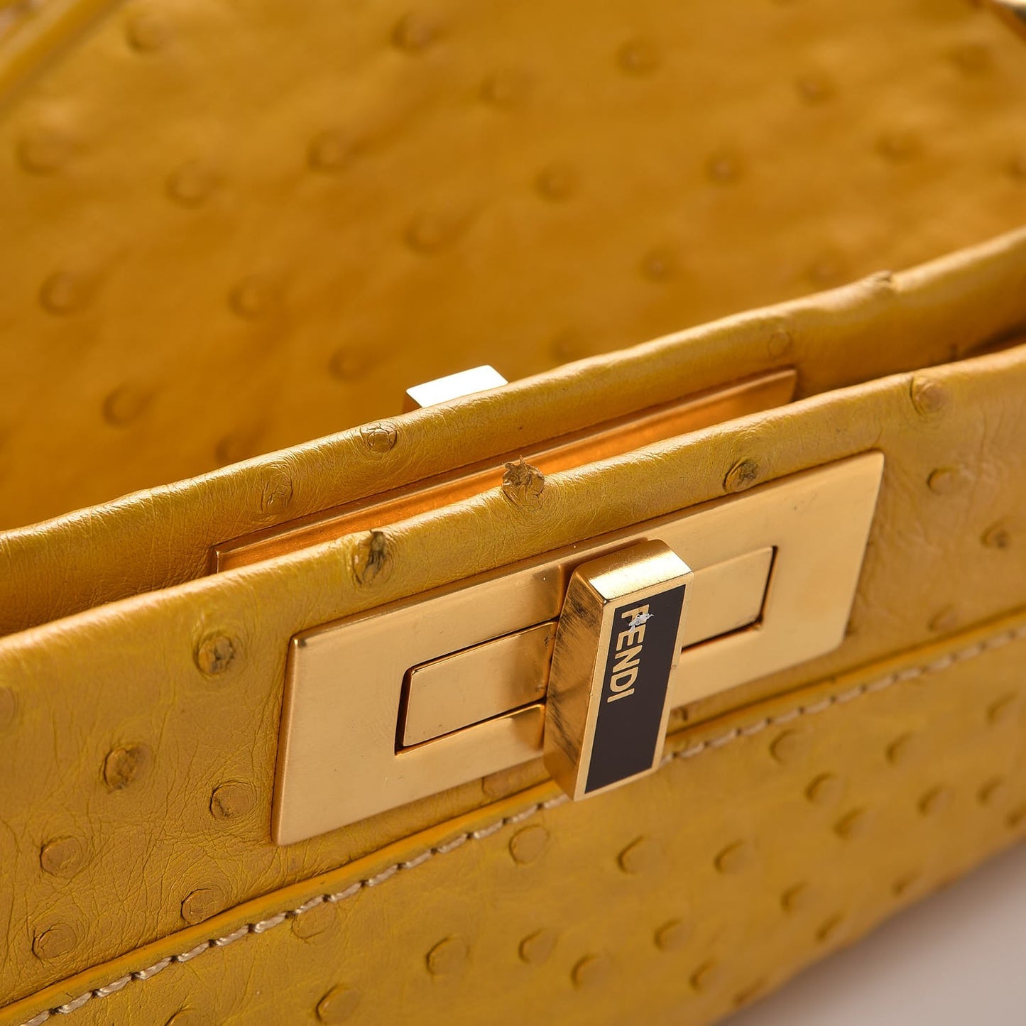 Ostrich Medium Peekaboo Iconic Satchel Yellow