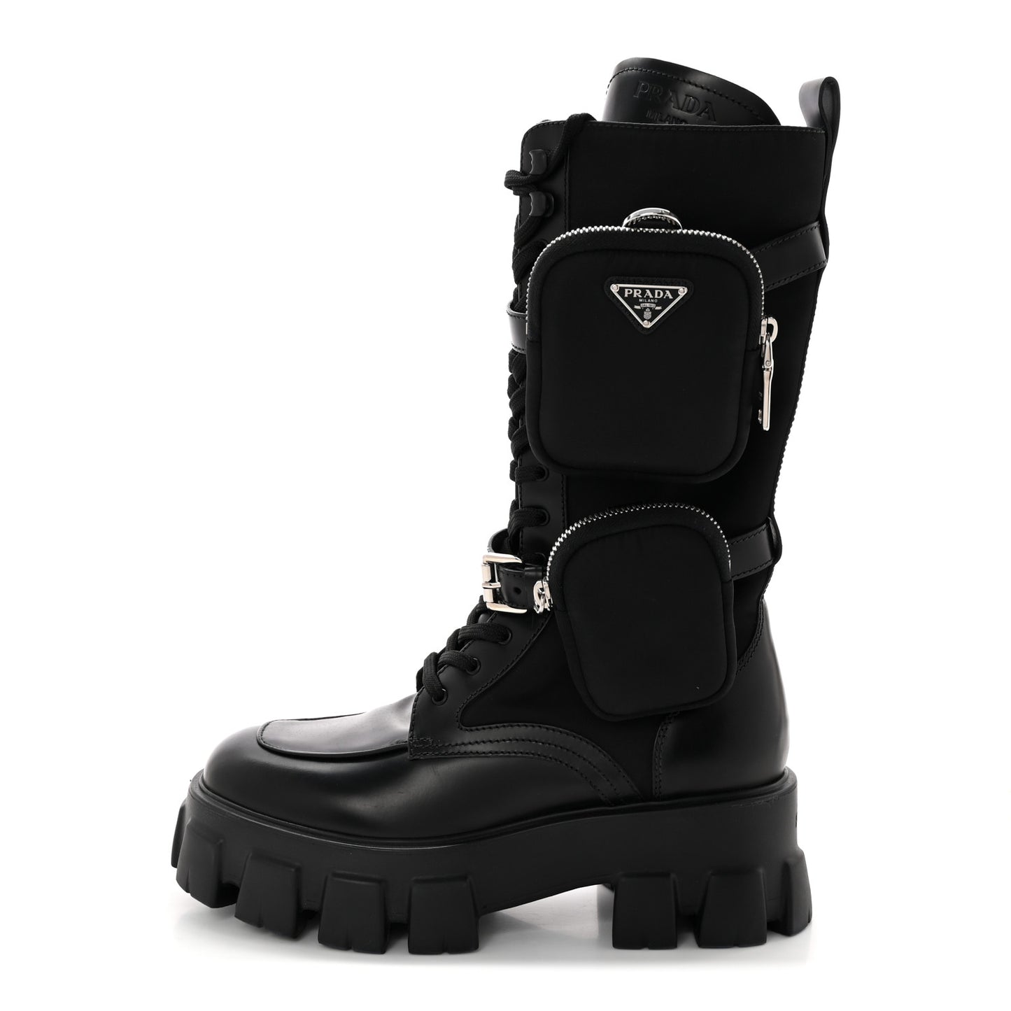 Spazzolato Rois Re-Nylon Metal Triangle Logo Monolith Pouch Pocket 55mm Tall Combat Boots 39 Black
