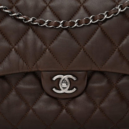 Chanel Lambskin Quilted Maxi Chanel 3 Flap Dark Brown 8 of 10
