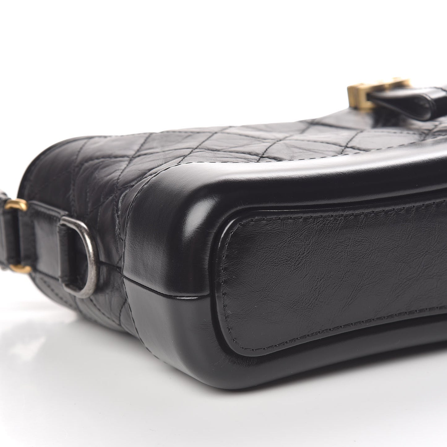 Aged Calfskin Quilted Small Gabrielle Hobo Black