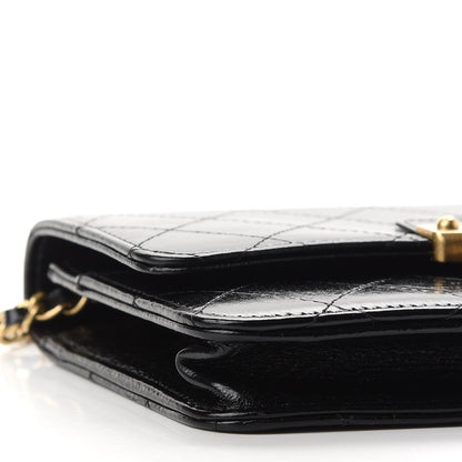 Chanel Goatskin Stitched Golden CC Wallet on Chain WOC Black 9 of 10