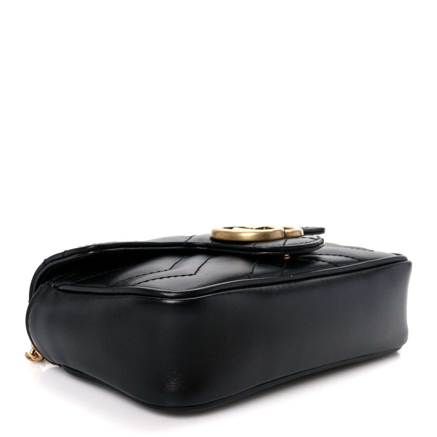 Calfskin Matelasse Super Mini GG Marmont Shoulder Bag Black
