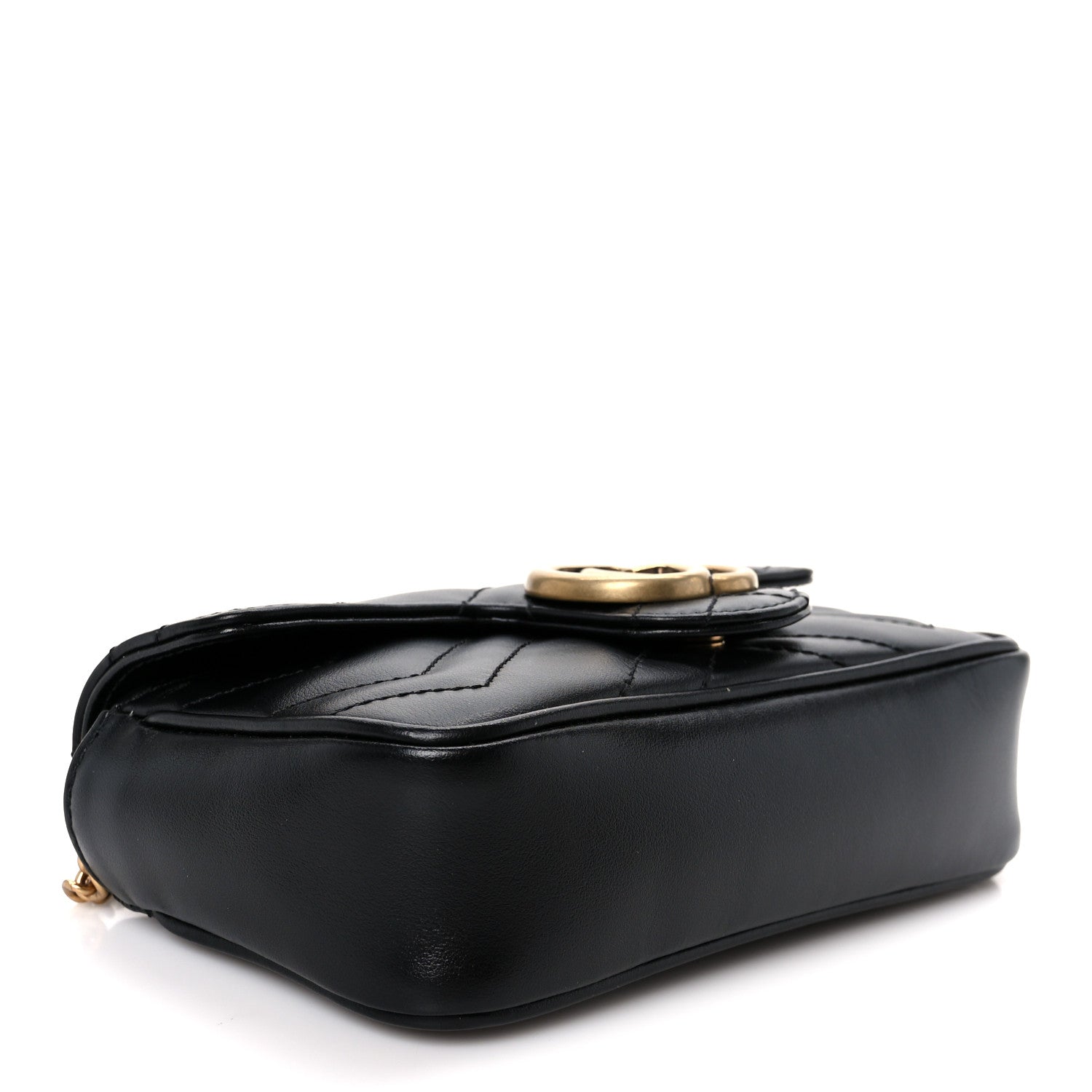 Gucci Calfskin Matelasse Super Mini GG Marmont Shoulder Bag Black 4 of 10