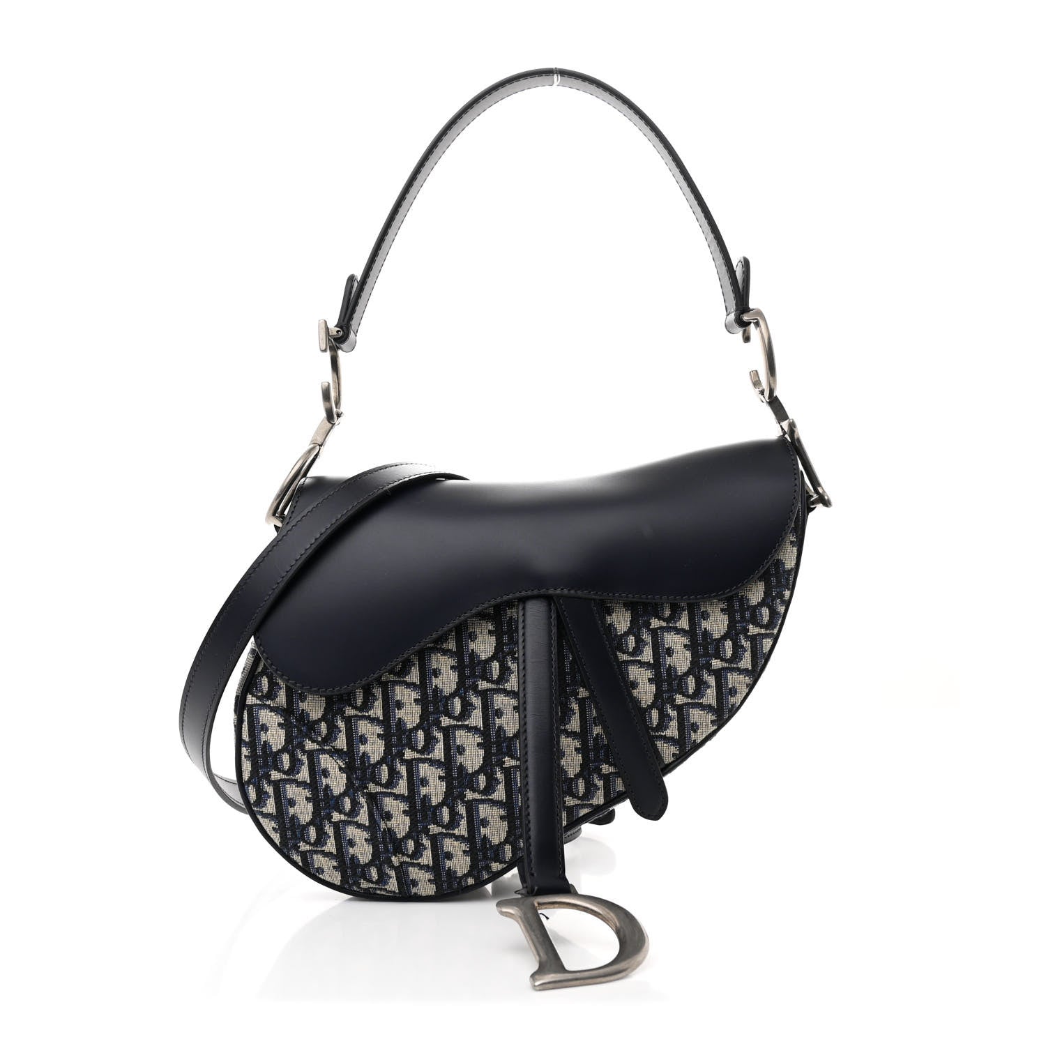 Christian Dior Calfskin Oblique Saddle Bag With Strap Blue 1 of 12