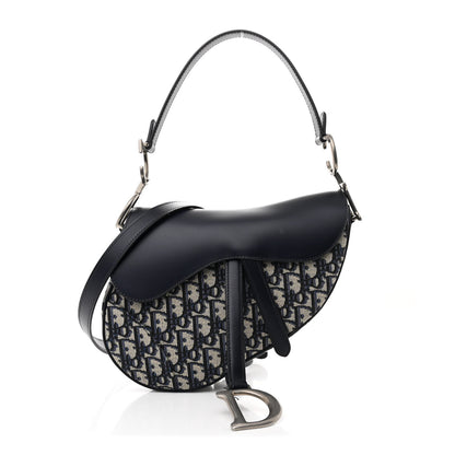 Christian Dior Calfskin Oblique Saddle Bag With Strap Blue 1 of 12