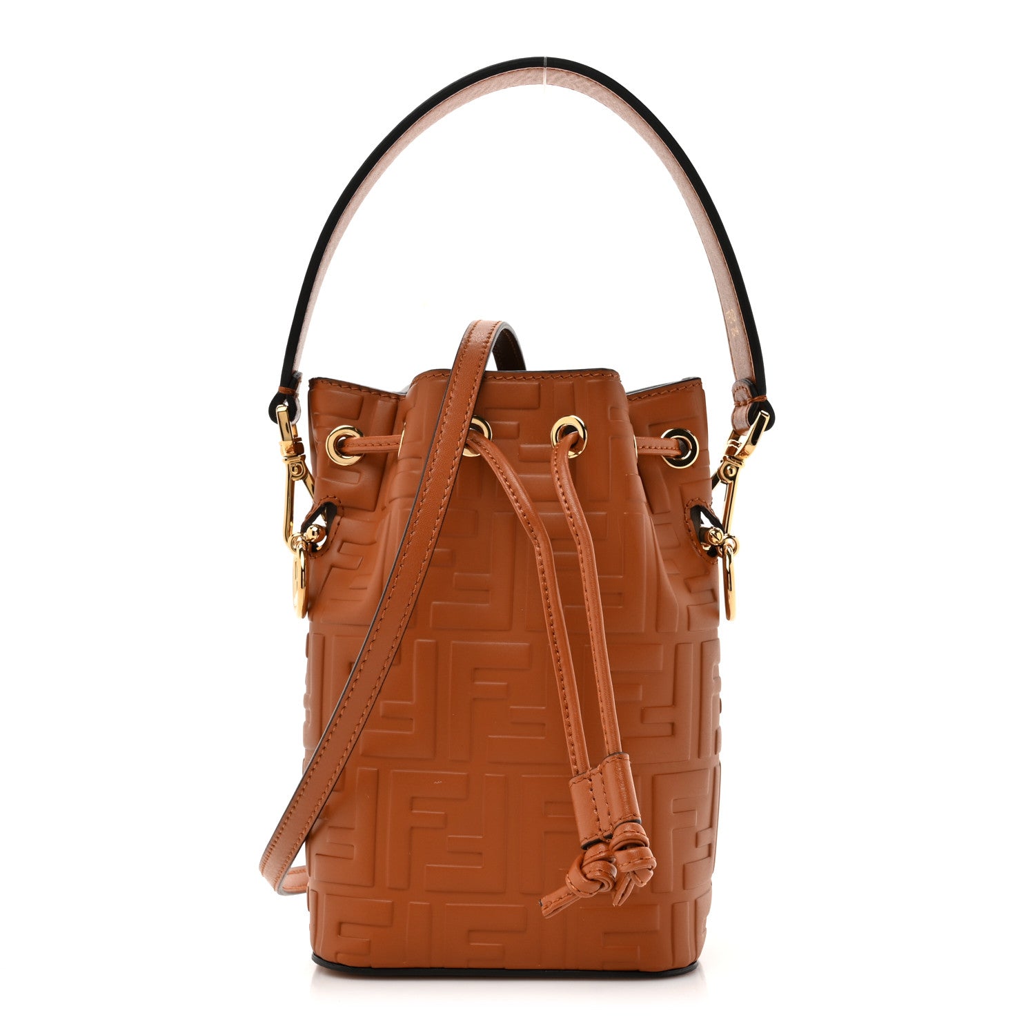 Fendi Vitello Liberty F is Fendi FF 1974 Embossed Mini Mon Tresor Bucket Bag Brandy 1 of 11