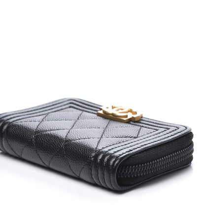 Chanel Caviar Quilted Boy Zip Around Coin Purse Wallet Black 8 of 9