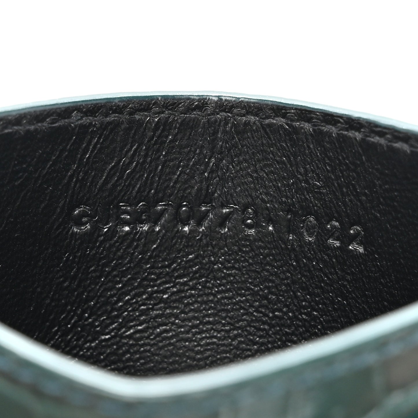 Calfskin Crocodile Embossed Monogram Credit Card Case Foliage Green