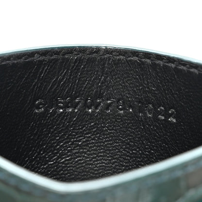 Saint Laurent Calfskin Crocodile Embossed Monogram Credit Card Case Foliage Green 6 of 8