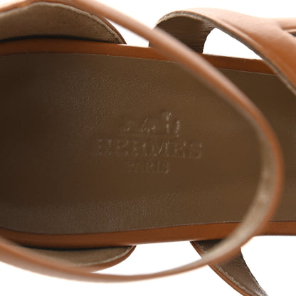 Hermes Nappa Brisbane Wedge Sandals 41 Naturel 7 of 8