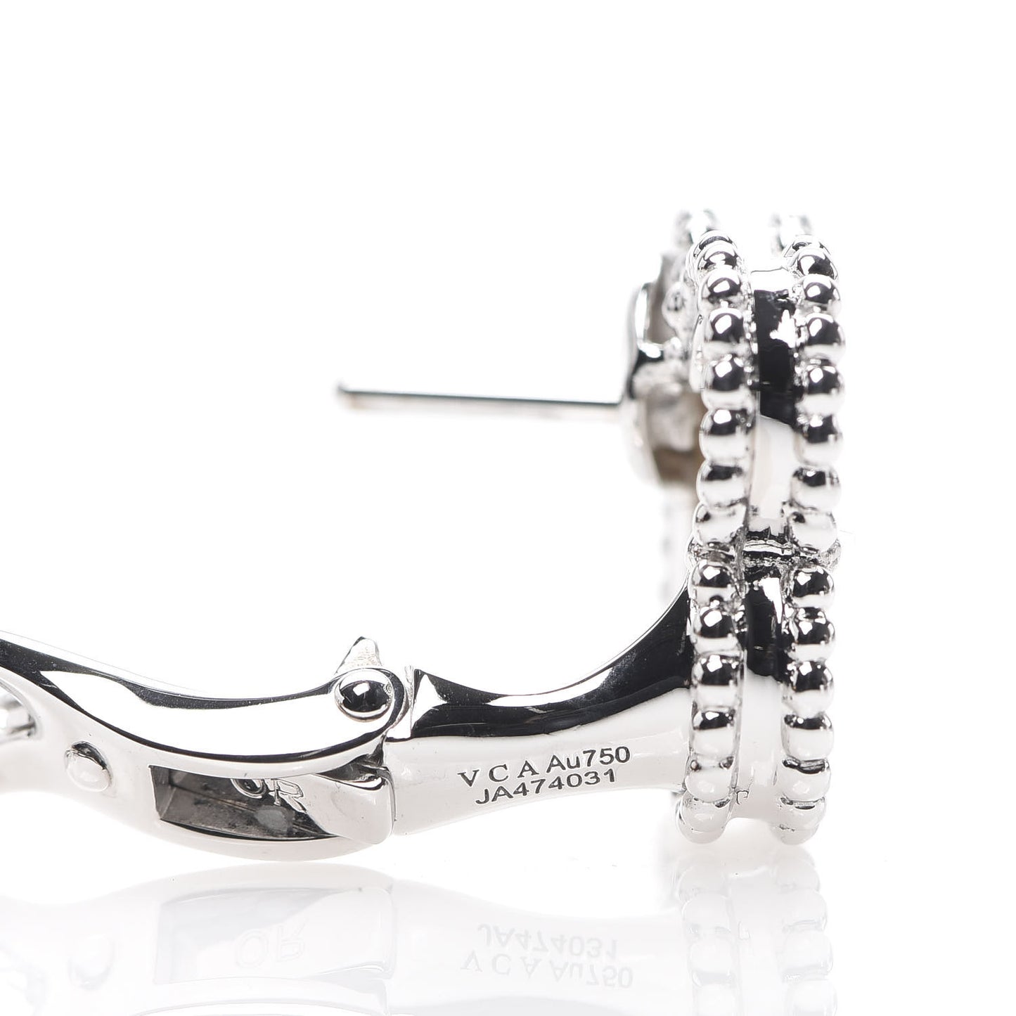 18K White Gold Mother of Pearl Vintage Alhambra Earrings