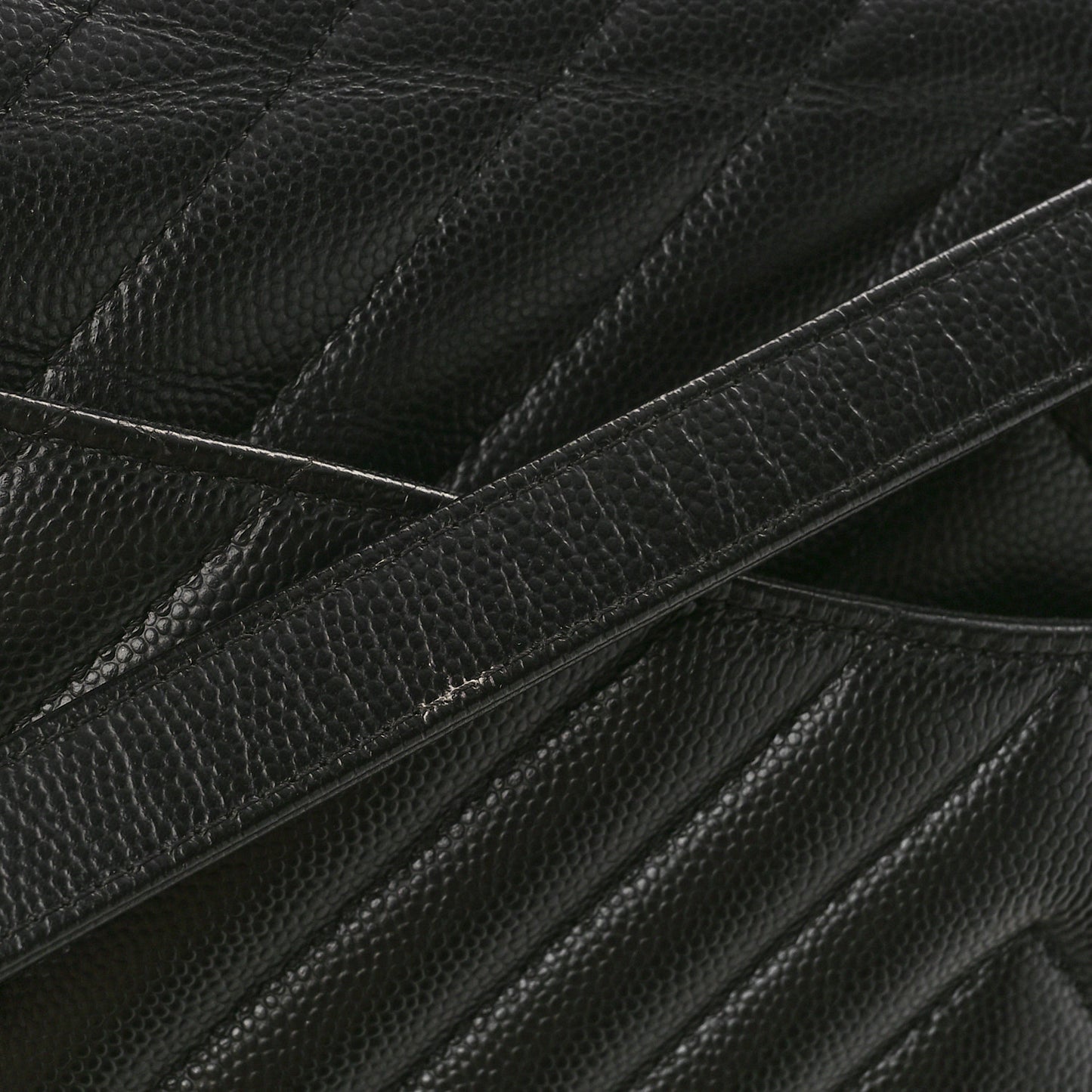 Caviar Chevron Quilted Flap Tote Black