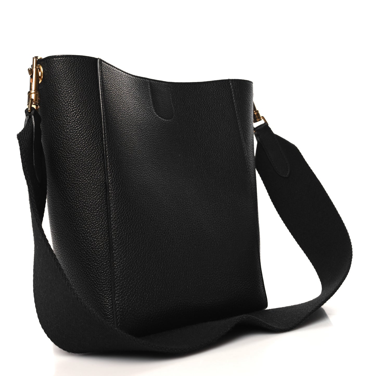 Soft Grained Calfskin Small Sangle Bucket Bag Black