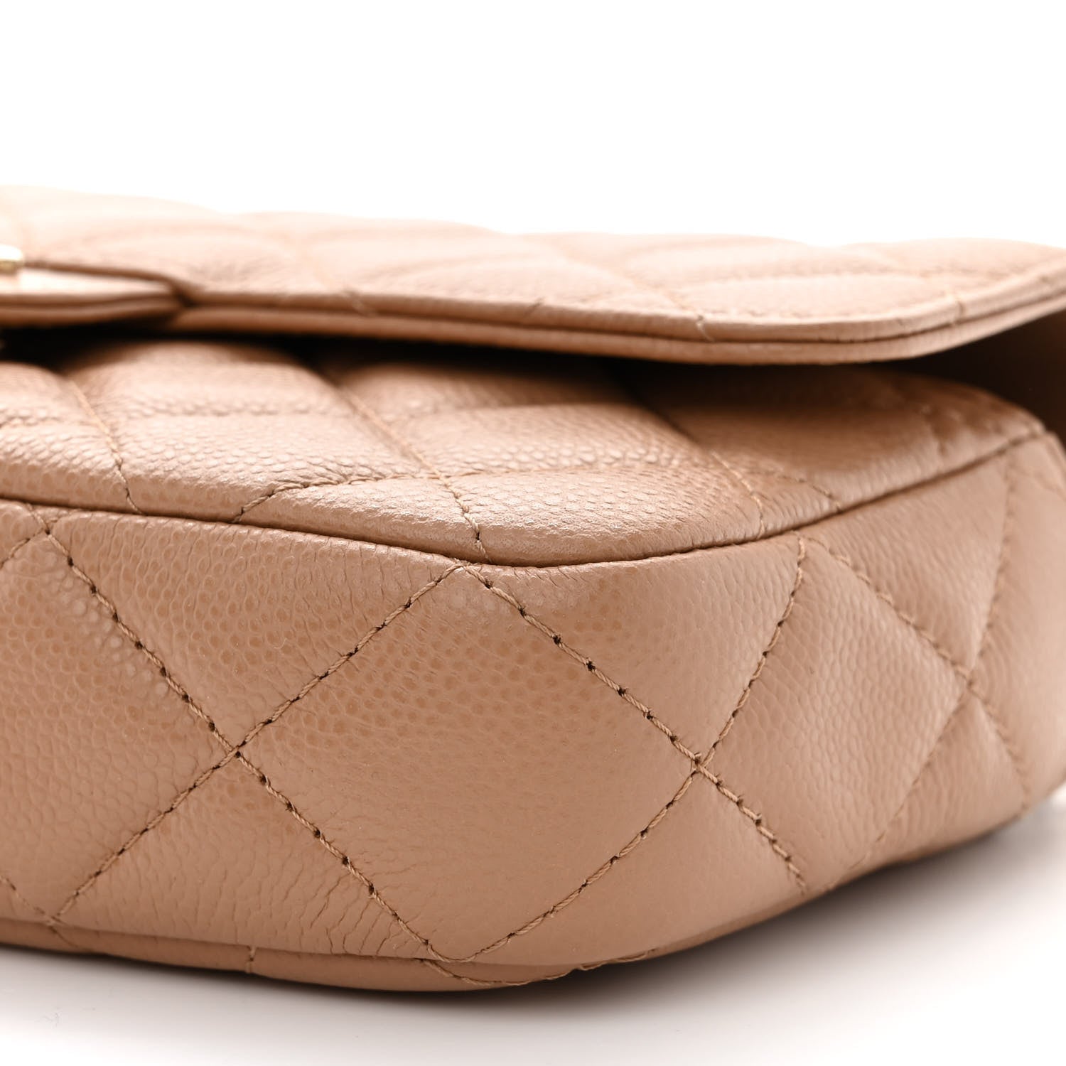Chanel Caviar Quilted Flap Phone Holder With Chain Beige 12 of 13