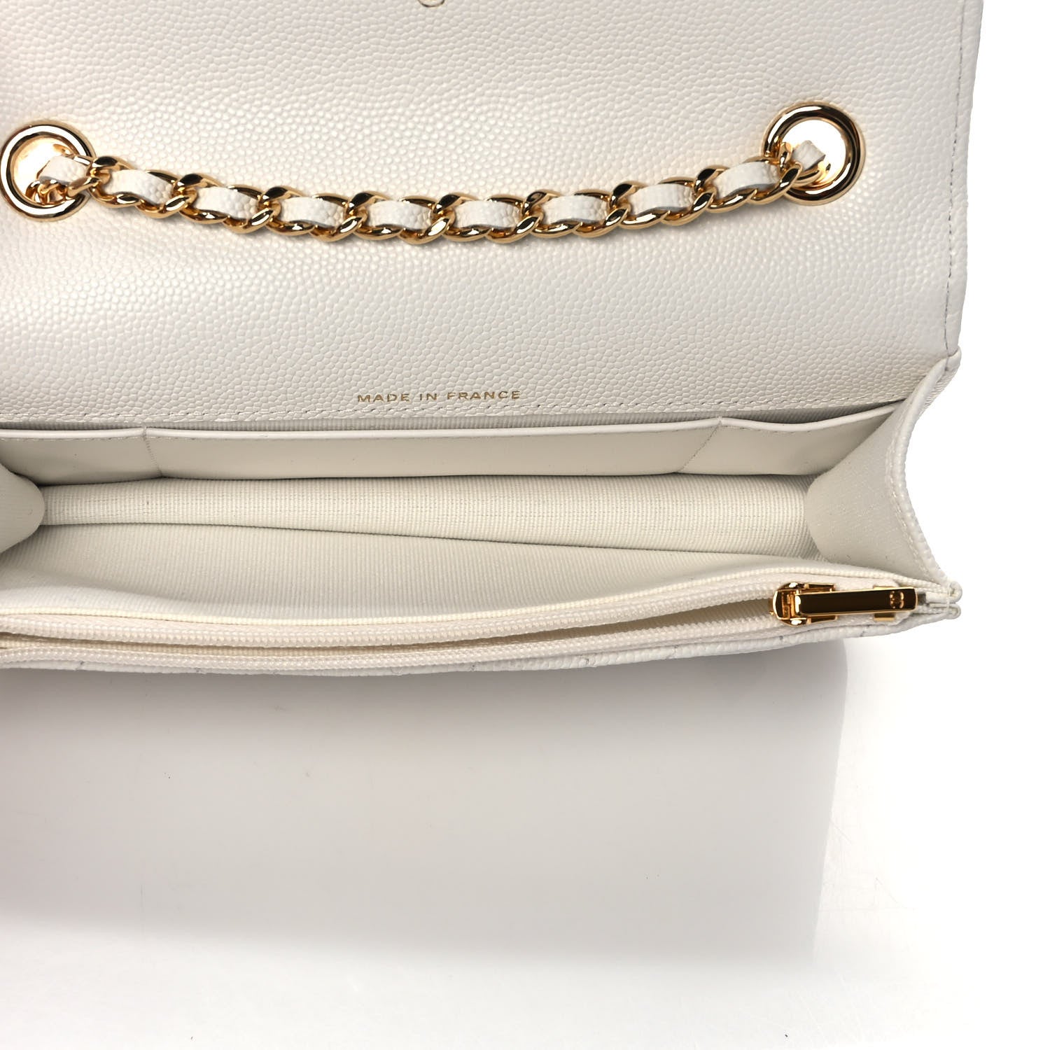 Chanel Caviar Quilted Enamel Coco Casino Flap Phone Holder With Chain White 5 of 11