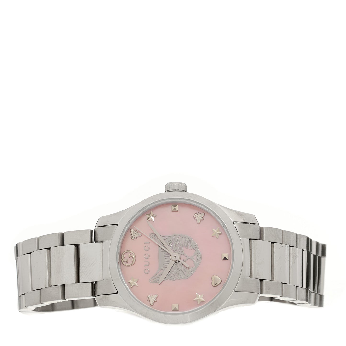 Stainless Steel Pink Mother of Pearl 27mm G-Timeless Cat Quartz Watch