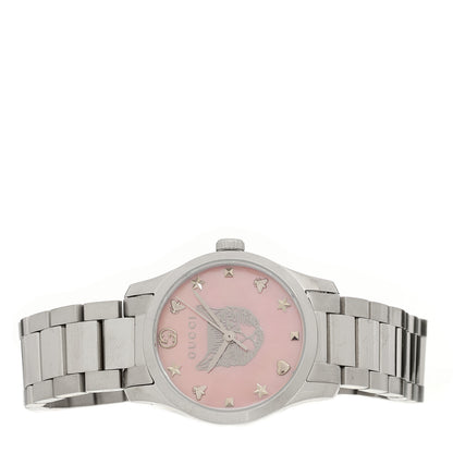 Gucci Stainless Steel Pink Mother of Pearl 27mm G-Timeless Cat Quartz Watch 2 of 4