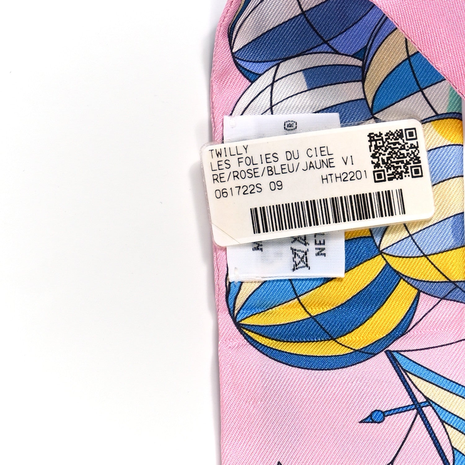 Hermes Silk Les Folies Du Ciel Twilly Rose Bleu Jaune Vif 3 of 4
